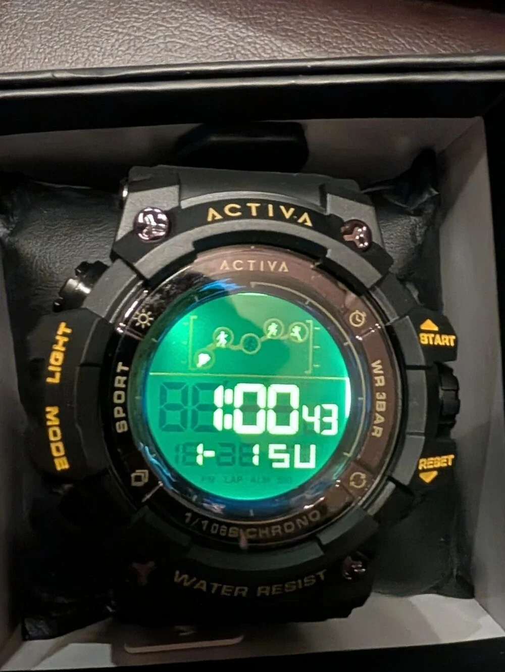 ACTIVA By Invicta Acw8082 Digital Sport Watch in Black with Yellow Accents